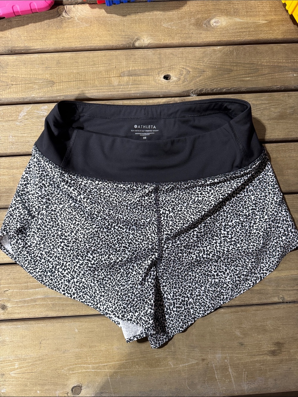 Athleta Black & White Leopard-Print Performance Shorts